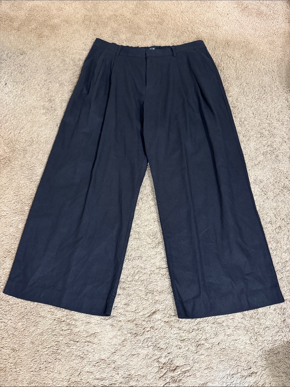 GAP 365 High Rise Wide Leg Linen Blend Pants Women size 16P Office Minimalist